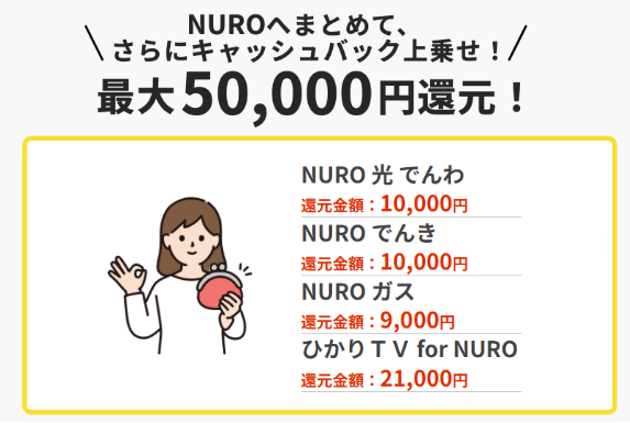 NURO光　オプションキャッシュバック最大5万円