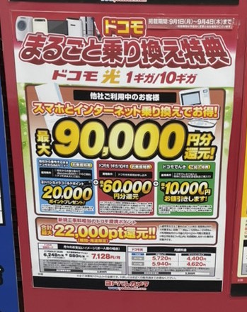 ヨドバシ ドコモ光8月のキャンペーン