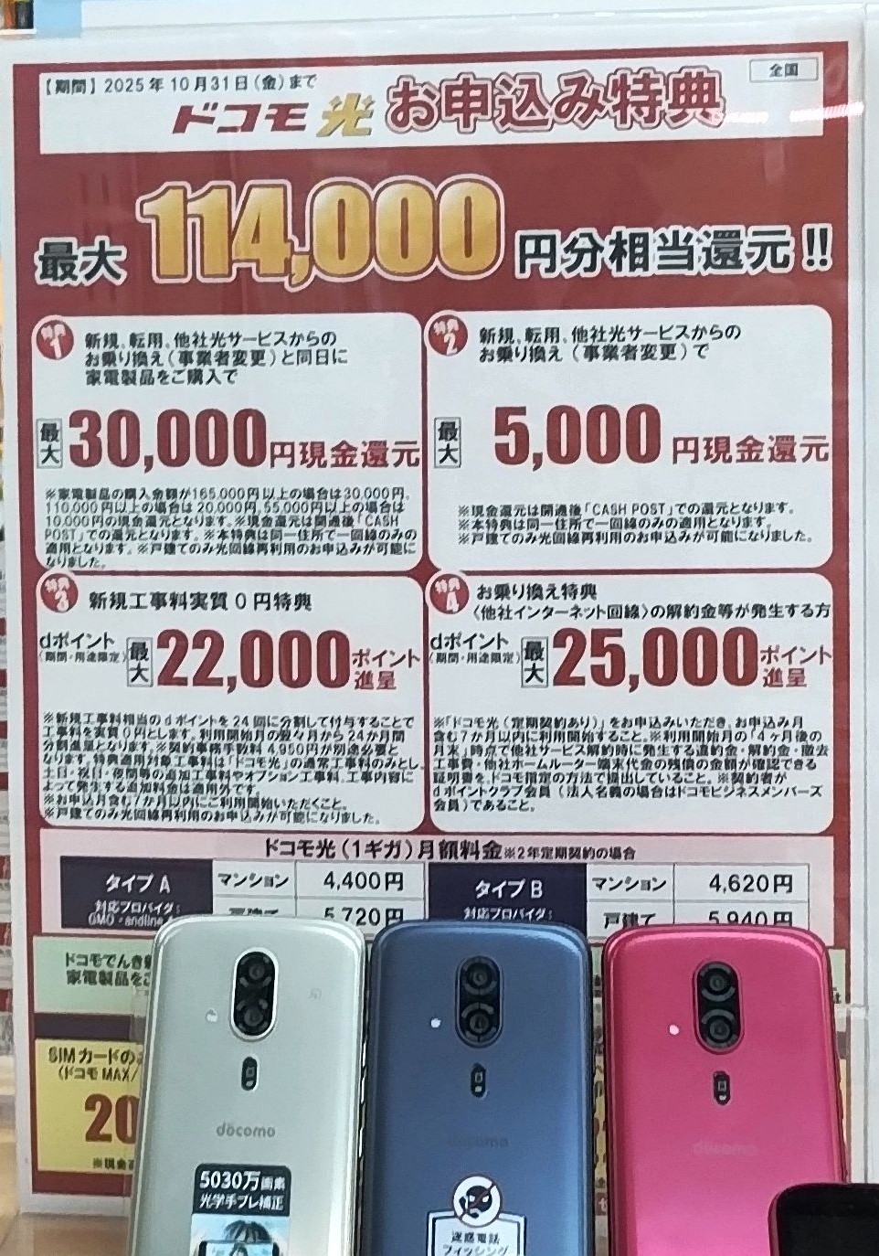 ヤマダ電機ドコモ光10月のキャンペーン